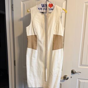 Anne Klein White and Tan Mini Dress